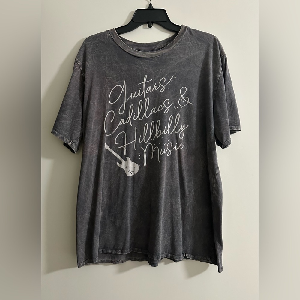Gray Graphic Tee with White Print